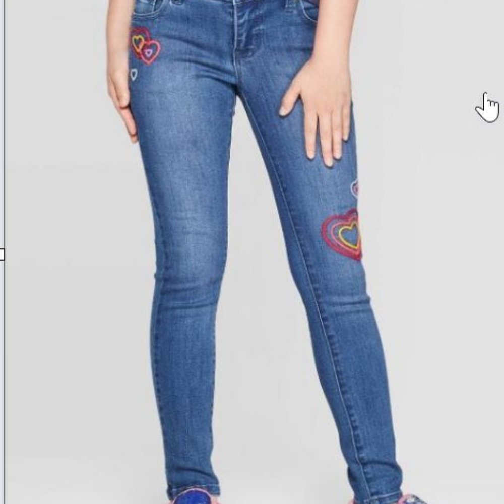 Girls' Cat & Jack Embroidered Heart Skinny Jeans